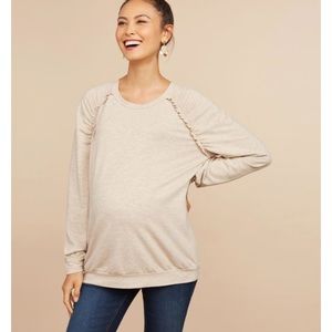 🍁 Motherhood New Ruffled Sweatshirt Cream Rayon